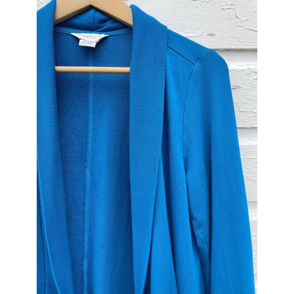 New Liz Claiborne Weekend L Bright Cobalt Blue Open Sweater Cardigan Rayon Bold - Picture 3 of 5